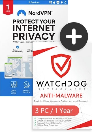 Watchdog + NordVPN - 6 Devices (1Year)+ Watchdog Anti-Malware - 3 PCs (1 Year) [EU]