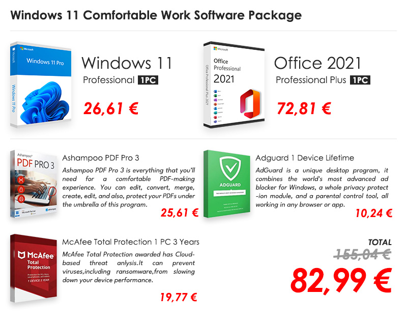 Buy Windows 11 Comfortable Work Software Package